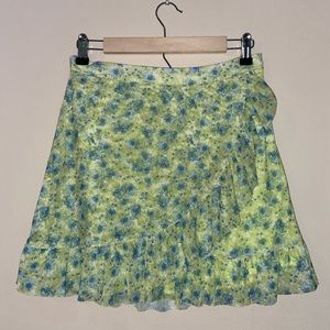 Blue and yellow floral skirt